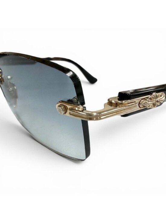 Chrome Hearts Deep II 925 Side Floral Cross Two Point Rimless Sunglasses 57